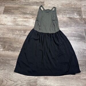 Dolan Left Coast Collection Olive Green Black Mixed Media Racerback Midi Dress M